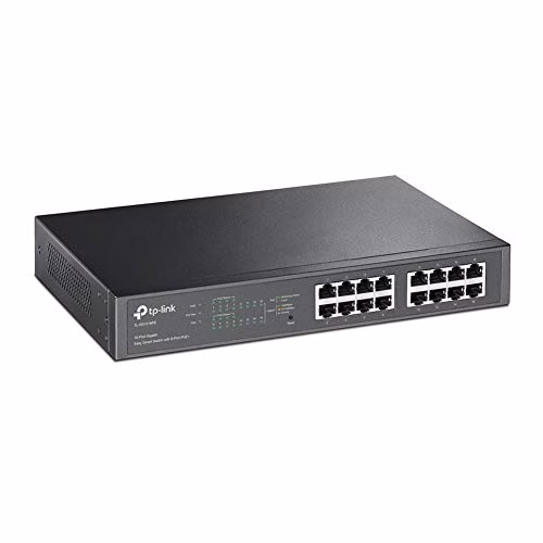 TP-Link TL-SG1016PE 16 porte Gigabit Easy Smart Switch con 8 porte PoE+, fino a 30 W per porta e 150 W totali, porte RJ-45 schermate, 802.3af/at, Plug and Play, con ventola