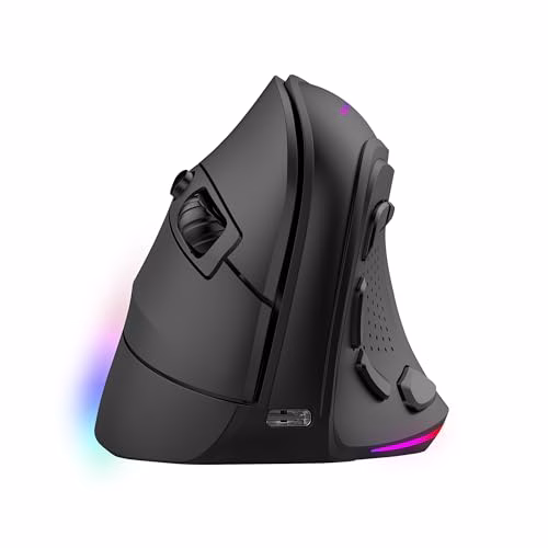 Mars Gaming MM-SK, Mouse Gaming Wireless Verticale, Design Ergonomico, Illuminazione RGB Chroma, Sensore Ottico Pixart 8400DPI, Switch Meccanici Huano, 9 Pulsanti Programmabili, Mouse Tri-Mode, Nero