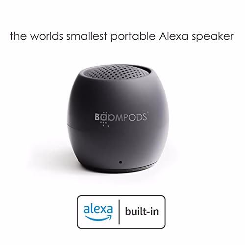 Boompods Zero Talk Mini Altoparlante Bluetooth Portatile con Alexa - Cassa Doccia Bluetooth Waterproof IPX6, 5 Ore di Autonomia, Controllo Vocale e Microfono Integrato, Grigio