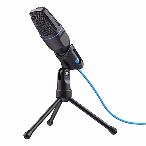 Trust Mico PC Microfono a Condensatore con Supporto, Cavo da 1.80 m, Treppiede, USB Plug & Play, PC/Laptop/Computer, Microfono per Podcasting, Voice, Skype, Teams, Zoom, Twitch, Streaming