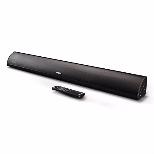 Snowdon Soundbar II con suono surround Subwoofer integrato, dispositivo wireless 5.0 Bluetooth da 120 W Streaming, telecomando, montabile a parete, compatibile con l'ottica, cavo RCA incluso (nero)