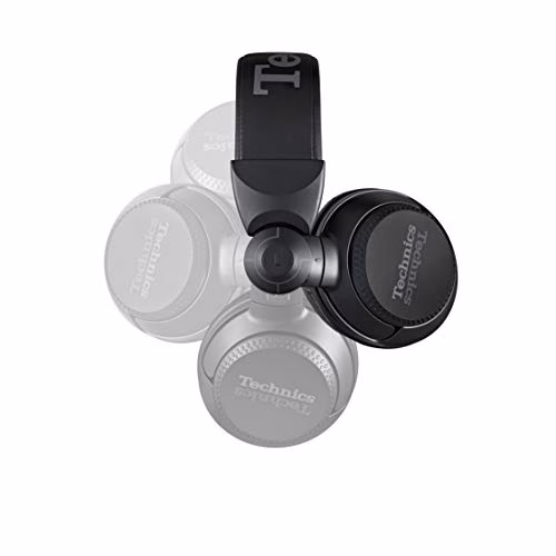 Technics Eah-Dj1200 Cuffie Stereo a Padiglione, Driver da 40 Mm, Braccio Mobile a 270°, Cavo di Bloccaggio Rimovibile, Resistenza, Pieghevoli, Nero, Taglia Unica