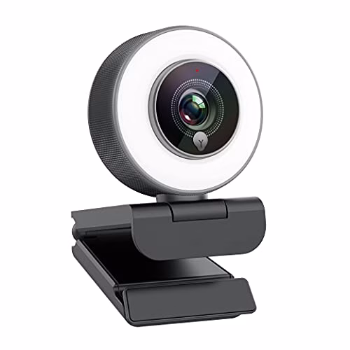 Angetube Full HD 1080p Webcam Luce ad Anello Regolabile Incorporata e Telecamera web in Streaming con Messa a Fuoco Automatica Avanzata per Xbox One Gamer Facebook e YouTube Streamer