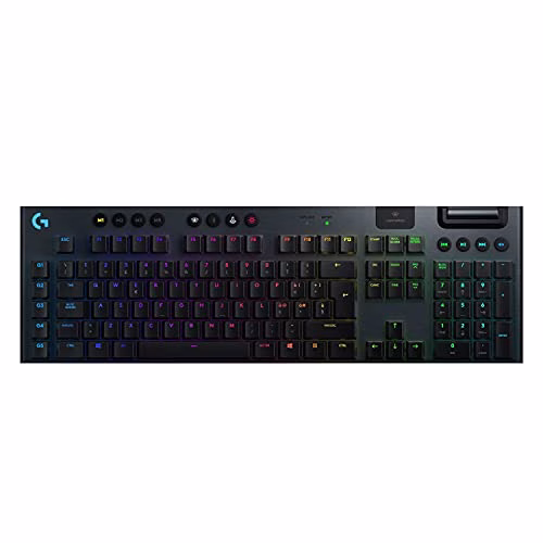 Logitech G915 LIGHTSPEED Tastiera Gaming Meccanica Wireless, Profilo Ribassato, GL-Tactile Switches, LIGHTSYNC RGB, Design Sottile, +30 ore di Durata della Batteria, QWERTY US Layout, Nero