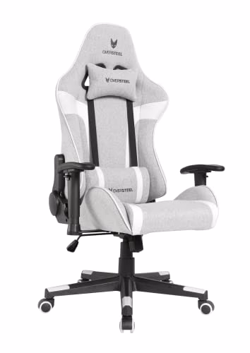 Oversteel - ULTIMET Sedia da gaming professionale, tessuto traspirante, braccioli 2D, altezza regolabile, schienale reclinabile a 180°, pistone a gas classe 3, fino a 120 kg, colore Grigio/Bianco