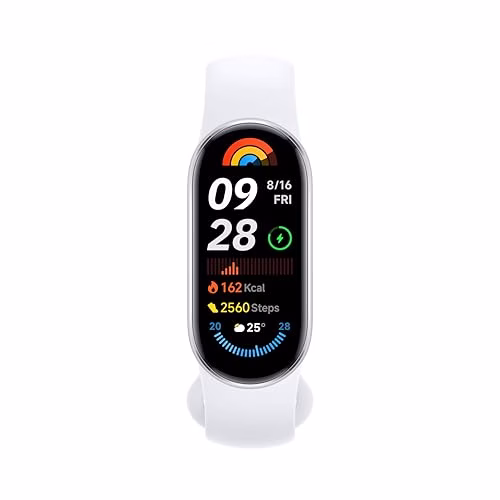 Xiaomi Smart Band 9, Schermo AMOLED 1.62'', Luiminosità 1.200 nit, Cornice metallica, Monitoraggio Salute Migliorato, +150 modalità sportive, Autonomia 21 giorni, Resistenza acqua 5ATM, Argento