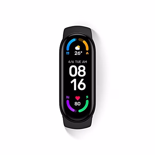 Xiaomi Mi Smart Band 6 Orologio Smart, Schermo AMOLED 1.56'', Tracciamento Sport, Resistente all'Acqua fino a 5 ATM, Cinturino Antibatterico, Batteria 125 mAh, Versione Italiana, Nero