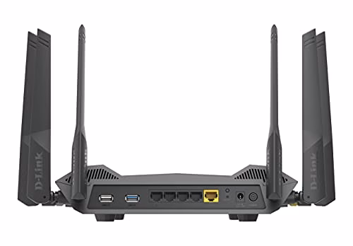 D-Link DIR-X5460 Router EXO AX5400 Wi-Fi 6 con porta WAN e 4 porte LAN, MU-MIMO, gestione della banda SmartConnect, WPA3, Speedtest integrato. Si integra con Amazon Alexa e Gooogle Assistant.