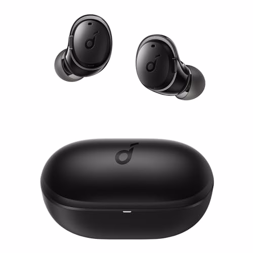 Soundcore Auricolari Bluetooth 5.2, Anker A3i Cancellazione Rumore, Bassi Profondi, ANC Ibrido, Chiamate AI 4 Microfoni, 36 Ore, Carica Rapida, 22 Equalizzatori Personalizzati, Trasparenza (Nero)