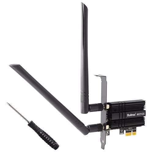 Buitrea Scheda WiFi 6E 5400Mbps Bluetooth 5.3, Intel AX210 Chip, Scheda WiFi 6 PCIe Tri-Bande (6G/5G/2.4G) OFDMA, MU-MIMO, Latenza ultra-bassa Scheda di Rete WiFi 6 Per PC Windows 11/10(64Bit)