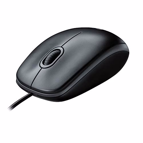 Logitech B100 Mouse USB Cablato, 3 Pulsanti, Rilevamento Ottico, Ambidestro, PC/Mac/‎Laptop, ‎Nero