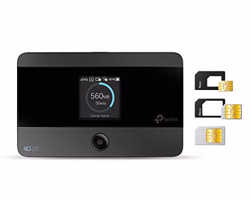 TP-Link M7350 Mobile Router Hotspot Portatile, 4G LTE Cat4 150Mbps, SIM Card, SD Card fino a 32G, Display a Colori, Durata fino a 8 Ore, Controllo del Traffico