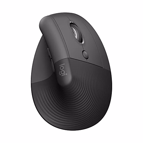 Logitech Lift Mouse Ergonomico Verticale, Senza Fili, Ricevitore Bluetooth o Logi Bolt USB, Clic Silenziosi, 4 Tasti, Compatibile con Windows / macOS / iPadOS, Laptop, PC - Grafite