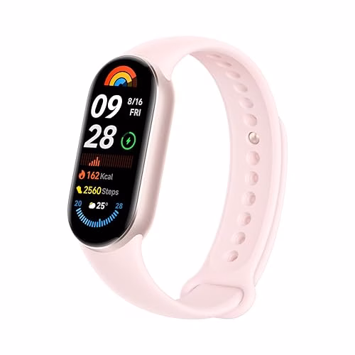 Xiaomi Smart Band 9, Schermo AMOLED 1.62'', Luiminosità 1.200 nit, Cornice metallica, Monitoraggio Salute Migliorato, +150 modalità sportive, Autonomia 21 giorni, Resistenza acqua 5ATM, Rosa