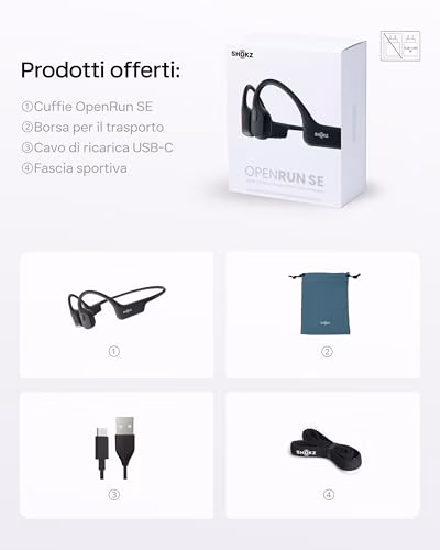 SHOKZ Auricolari OpenRun a conduzione ossea, auricolari sportivi Bluetooth open-ear con microfono, cuffie wireless impermeabili IP67, autonomia 8 ore, USB-C, Fascia auricolare sport, Comet Grey