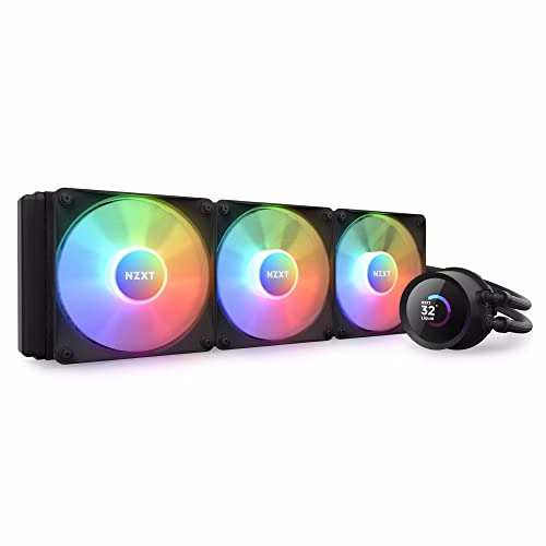 NZXT Kraken 360 RGB - Raffreddatore a liquido CPU AIO da 360 mm - Display LCD quadrato da 1,54" personalizzabile per immagini, metriche delle prestazioni - Pompa ad alte prestazioni - 3 ventole F120