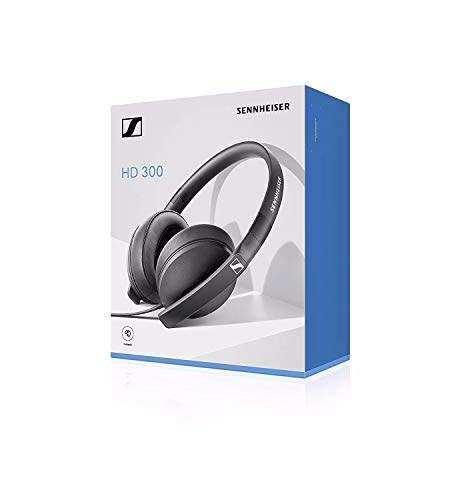 Sennheiser HD 300 Cuffia Circumaurale, 18–20,000 Hz (-10 dB), Leggera, Richiudibile, Nero