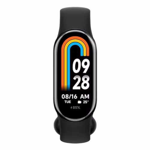 Xiaomi Mi Smart Band 8 - Braccialetto di attività, display AMOLED, monitoraggio della frequenza cardiaca, 190 mAh, 150+ modalità sportive, fino a 16 giorni di autonomia, nero