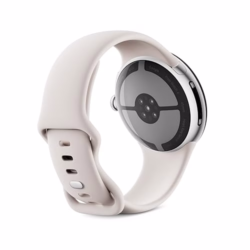 Google Pixel Watch 4 (45 mm) - Smartwatch Android con tracker per fitness e benessere, e assistente virtuale Gemini - Cassa in alluminio argento lucido - Cinturino sportivo grigio creta - LTE