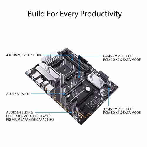 ASUS PRIME B550-PLUS, Scheda madre ATX AMD B550 (Ryzen AM4), PCIe 4.0, doppio M.2, 1 Gb Lan, HDMI, DP, SATA 6 Gbps, USB 3.2 Gen 2 Type-A e Type-C, Connettori Aura Sync RGB