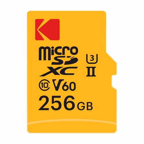 Kodak - Scheda MicroSD da 256 GB, UHS-II U3 V60, capacità di lettura ultra veloce, 160 MB/s, video 4 K/8 K, ideale per i creatori di contenuti, adattatore SD incluso