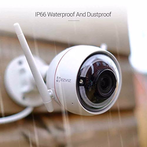 EZVIZ CTQ3W Telecamera da Esterno Telecamera Wi-Fi Esterno HD IP Camera da Esterno con Visione Notturna (30m) Sistema d'allarme con Luce Stroboscopica e Sirena Protezione IP66 Compatibile con Alexa