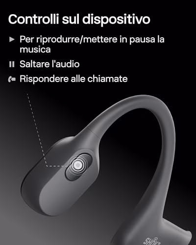 SHOKZ Auricolari OpenRun a conduzione ossea, auricolari sportivi Bluetooth open-ear con microfono, cuffie wireless impermeabili IP67, autonomia 8 ore, USB-C, Fascia auricolare sport, Comet Grey