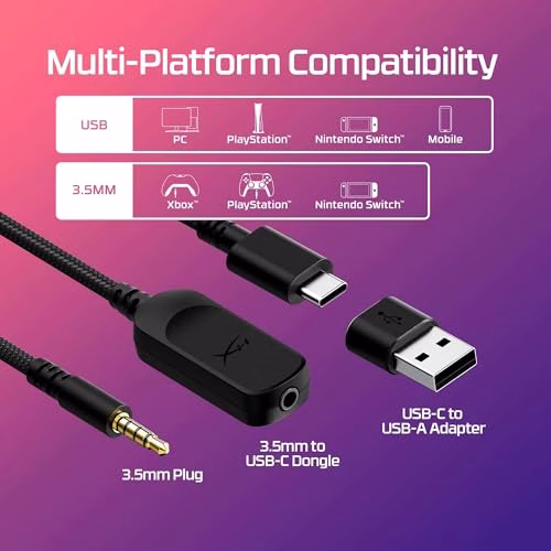 HyperX Cloud III, Cuffie da Gaming con Cavo USB-C, Controlli Audio Integrati, Telaio in Alluminio, Cuscinetti in Memory Foam Rivestiti in Similpelle, Adatto per PS4, Xbox e PC, Nero/Rosso
