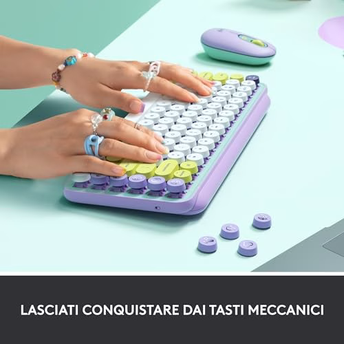 Logitech POP Keys Tastiera Meccanica Wireless con Tasti Emoji Personalizzabili, Design Compatto Durevole, Connettività Bluetooth o USB, Compatibilità Multidispositivo e OS, Layout Italiano, Daydream