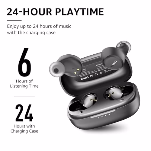 TOZO A1 Cuffie Bluetooth, Mini Auricolari Bluetooth 5.3 con Mic Stereo, In Ear Mini Cuffie con Bassi potenti, Connessione a Lunga Distanza, Ricarica Wireless, Cuffie Wireless per Lavoro e Viaggio