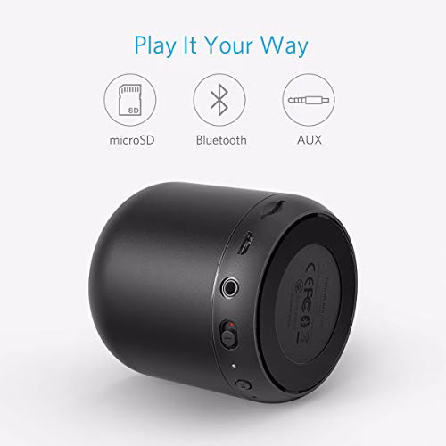 Anker Cassa Bluetooth Tascabile SoundCore Mini - Altoparlante Bluetooth Super-Portatile con Bassi Potenti, Raggio di Connessione Bluetooth e Guida Vocale per iPhone, iPad, Samsung, Huawei e Altri