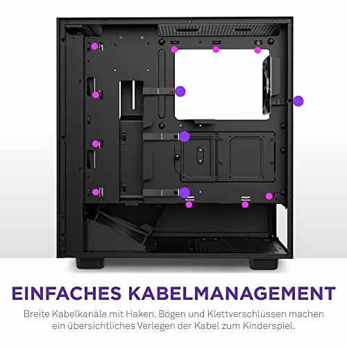 NZXT H5 Flow - CC-H51FB-01 - Case ATX compatto Mid-Tower - Pannello frontale perforato – Pannello laterale in vetro temperato – 2 ventole da 120 mm incluse – Supporta radiatori da 280 mm – Nero