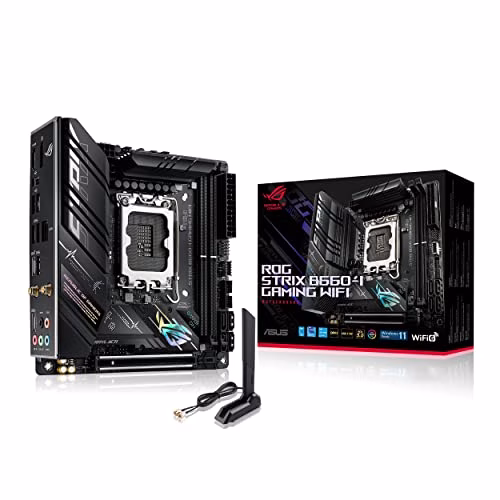 ASUS ROG Strix B660-I Gaming WiFi Scheda Madre mini-ITX, Intel B660, LGA1700, DDR5, PCI 5.0, LAN Intel I225-V 2.5Gb, WiFi 6, ROG SupremeFX 7.1 Surround, 2xM.2, 4xSATA 6GB/s, USB 3.2 Gen 2x2, Nero