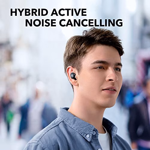 Soundcore Auricolari Bluetooth 5.2, Anker A3i Cancellazione Rumore, Bassi Profondi, ANC Ibrido, Chiamate AI 4 Microfoni, 36 Ore, Carica Rapida, 22 Equalizzatori Personalizzati, Trasparenza (Nero)