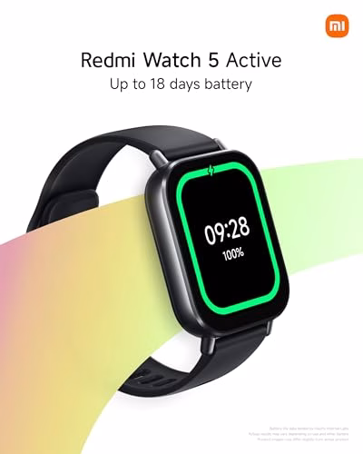 Xiaomi Redmi Watch 5 Active, Smartwatch con display LCD 2", Chiamate Bluetooth, Autonomia 18 giorni, Resistenza Acqua 5ATM, Monitoraggio Frequenza Cardiaca e SpO2, 140+ modalità Fitness, Nero