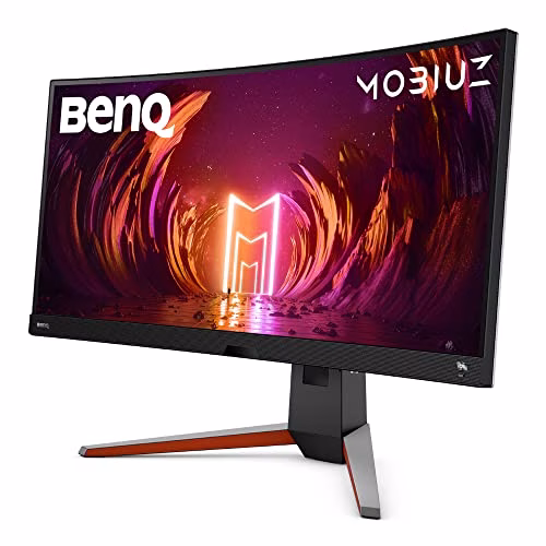 BenQ MOBIUZ EX3415R Monitor Curvo Gaming (34 pollici, IPS, Ultrawide, 2K, 144 Hz, 1ms, HDR 400, FreeSync Premium Pro, telecomando)
