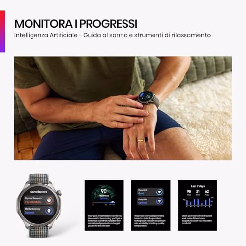 Amazfit Balance Smartwatch 46 mm, Pagamento NFC, AI Fitness Coach, Batteria di 14 Giorni, Monitoraggio del Sonno e della Salute, GPS, 150 Modalità Sportive, Chiamate Bluetooth per Android e iPhone