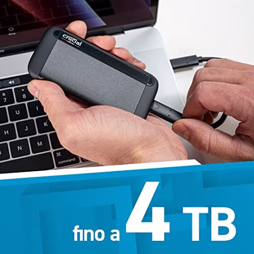 Crucial X8 1TB Portatile SSD, Fino a 1050MB/s, USB 3.2, Unità a Stato Solido Esterno, USB-C, USB-A, Nero, CT1000X8SSD9