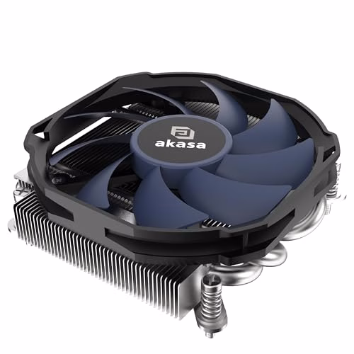 Akasa Alucia H4i, Intel LGA1700/1200/115X Compatible, 4-Copper Heatpipes with Ball Bearing CPU Cooler, 92 mm Fan, Massimo 3600 RPM Speed, Low-Noise Cooling Fan, AK-CC7501BP01