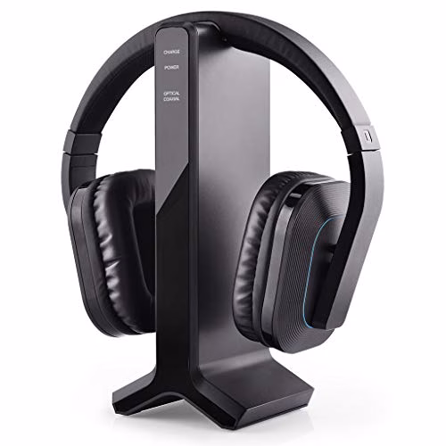 Avantree HT280 Cuffie Wireless per TV Senza fili con Trasmettitore RF 2.4G, Dock di ricarica, Sistema Ottico Digitale, Cuffia ad Alto Volume Ideale per Anziani e Ipoudenti, Portata 30 Metri