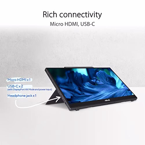 ASUS ZenScreen Ink Monitor da Gaming Portatile Touch 14” 1080P FHD (MB16AMT) – Monitor da Viaggio IPS USB-C e HDMI, Touch Screen a 10 Punti, Cavalletto integrato, Monitor Esterno per Laptop e Telefono