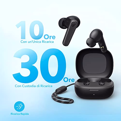 Soundcore Cuffie Bluetooth by Anker P20i, Auricolari Bluetooth 5.3, Cuffie Wireless In-ear Driver 10mm con Bassi Potenti, 30 Ore di Riproduzione, Resistenza acqua IPX5, EQ, 2 microfoni chiamate AI