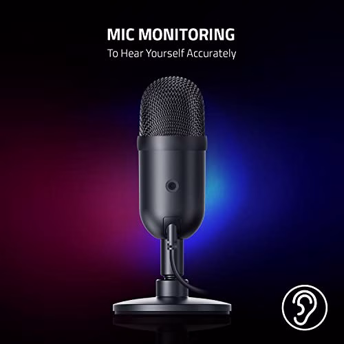 Razer Seiren V2 X - Microfono USB per Streamer Microfono a Condensatore da 25 mm, Modello Polare Supercardioide, Limitatore di Guadagno Analogico, Monitoraggio Microfono Nero