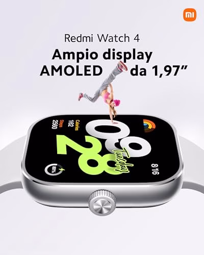 Xiaomi Redmi Watch 4 (Smartwatch), Schermo AMOLED 1,97", Autonomia 20 giorni, 150+ modalità sportive, GPS integrato, corona in acciaio, Chiamate Bluetooth, Monitoraggio Battito Cardiaco, SpO2, Grigio