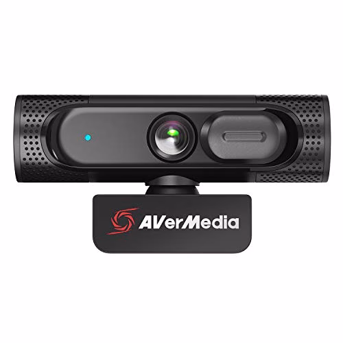 AVerMedia PW315 Webcam, 1080p/60fps Video chat e registrazione, pannello di copertura, porta USB, messa a fuoco fissa, ampio campo visivo regolabile, funziona con Skype, Zoom, squadre - Nero (PW315)