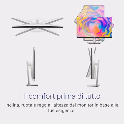 Dell S2722QC USB-C 27" 4K UHD (3840x2160) Monitor, 60Hz, IPS, 4ms, AMD FreeSync, 99% sRGB, HDR, Altoparlanti integrati, USB-C, 2x HDMI, 2x USB, 3 Anni di Garanzia, Argento