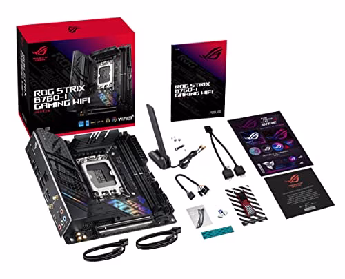 ASUS ROG STRIX B760-I GAMING WIFI Intel® B760 LGA 1700 Scheda madre mini-ITX, DDR5, PCIe 5.0 x16 SafeSlot, 2 slot PCIe 4.0 M.2, 2.5G Ethernet, USB 3.2 Gen 2x2 Type-C®, AEMP II, Aura Sync RGB