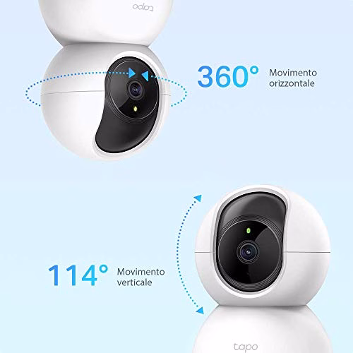 TP-Link Telecamera Wi-Fi Interno, Videocamera sorveglianza 1080P, Visione Notturna, Audio Bidirezionale, Notifiche in tempo reale del sensore di movimento(Tapo C200)
