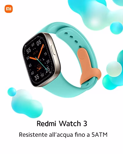 Xiaomi Redmi Watch 3, Display AMOLED HD 1.75", Telefonate Bluetooth, Monitoraggio della SpO2 e Frequenza Cardiaca, Resistenza all'Acqua 5ATM, Autonomia di 12 giorni, 121 Modalità Fitness, Nero