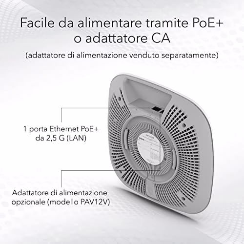 NETGEAR Access Point WiFi 6 AX3000 WAX615, Dual Band, access point poe, fino a 256 dispositivi client, porta LAN Ethernet da 2,5G, gestione remota Insight